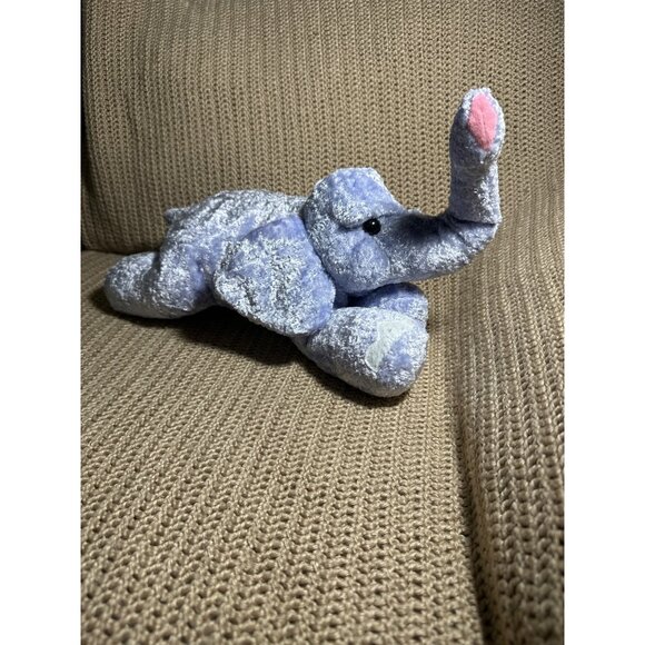 Blue Plush Elephant Stuffed Toy Soft Cuddly Button Eyes 15" Long - Picture 1 of 6